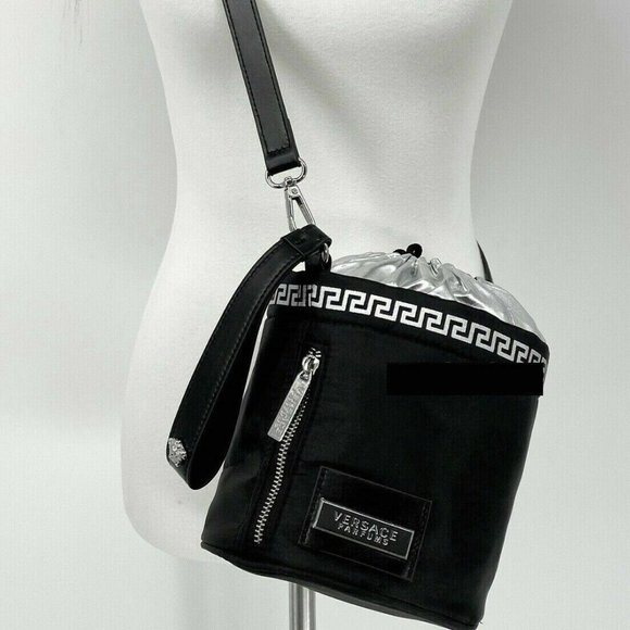 Versace Fragrance Small Bucket Bag Black & Silver Key Logo SEALED PACKAGE - Picture 2 of 10